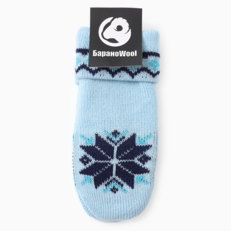 New Year. Double female mittens, blue color, river 18-3