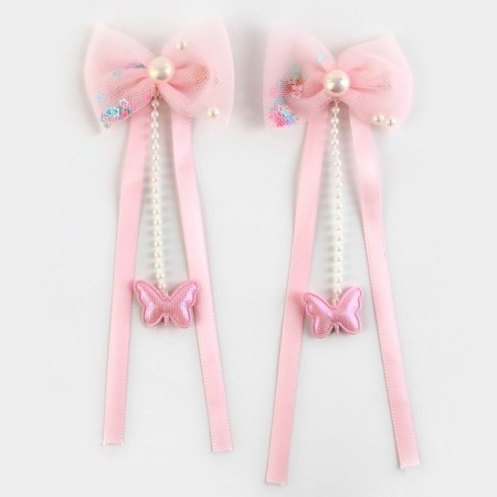 Hair clips with a bow "for a cute lady", 2 pcs., 4 x 15 cm-1