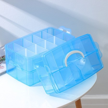 Organizer for storage is plastic, 3 tiers, 30 cells, 32 × 18 × 24 cm, blue color-5