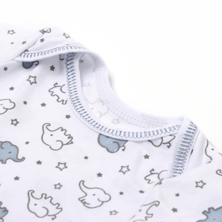 Body baby with short sleeve, white color/elephants, height 68-1