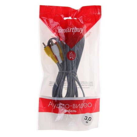 Audio/video cable Smartbuy KA233, 3XRCA (M) -3XRCA (M), 3 m, gray-1
