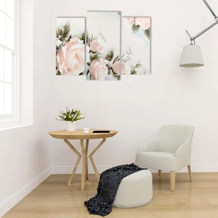 Modular picture "Tender roses" (2-25x50, 30x60cm) 60x80 cm-3