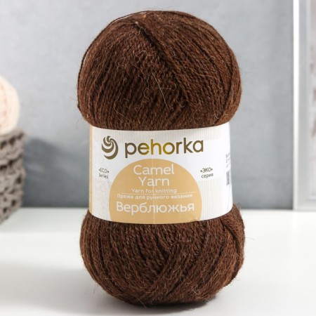 Camel yarn 65% camel wool, 35% acrylic volume 600m/100g (251 brown)-4