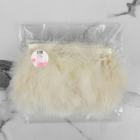Braid with feathers Marabu, 8-10 cm, 5 ± 0.5 m, beige color-5