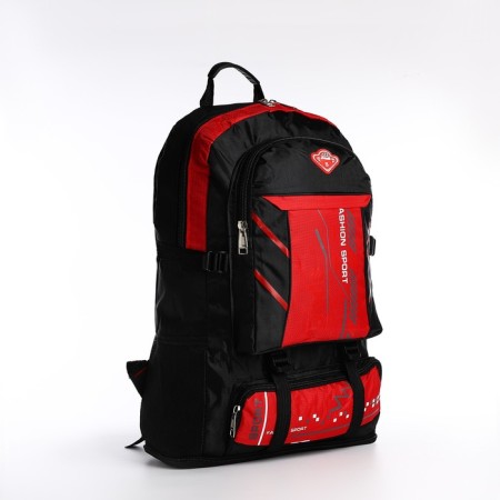 A backpack on a zipper with an increase, 65l, 4 outer pockets, red color-2