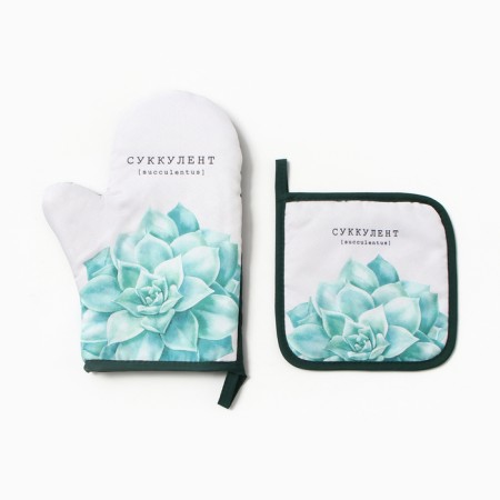 Kitchen "succulent" mittens-output 20x27cm, take 17x17cm 100% p/e-1