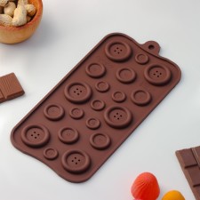 Форма для украшений Доляна «Пуговки», силикон, 20,5×10 см, 19 ячеек, цвет коричневый