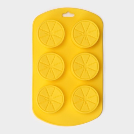 Baking uniform "citrus", silicone, 19 × 11 × 1.5 cm, 6 cells (d = 4 cm), yellow color-3
