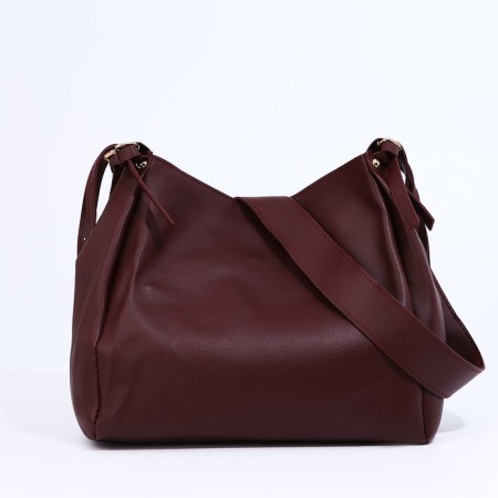 Button bag bag, burgundy color-1