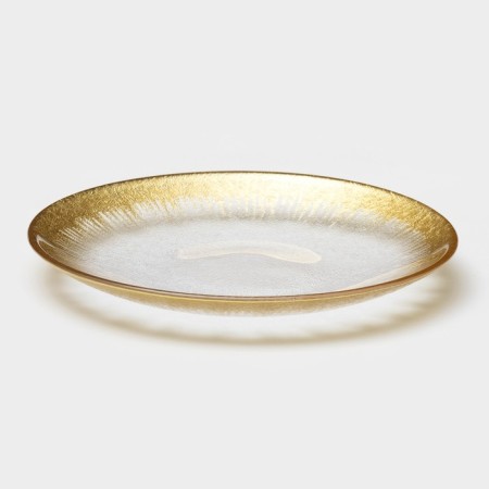 Glass dessert "Burleske", d = 21 cm, gold color-1