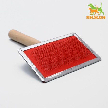 Pudderka Wood large wide without drops, 12 x 19 cm, long wooden handle