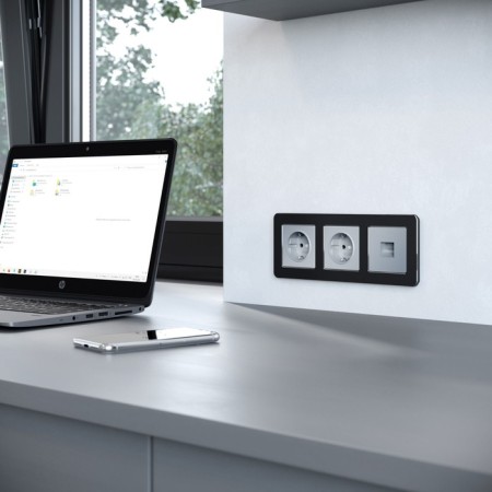 Frame W0032608, 3 Platinum sockets, black aluminum-2