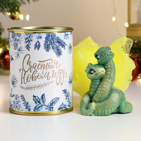 Set in the canning bank "Happiness in the New Year" soap + washcloth