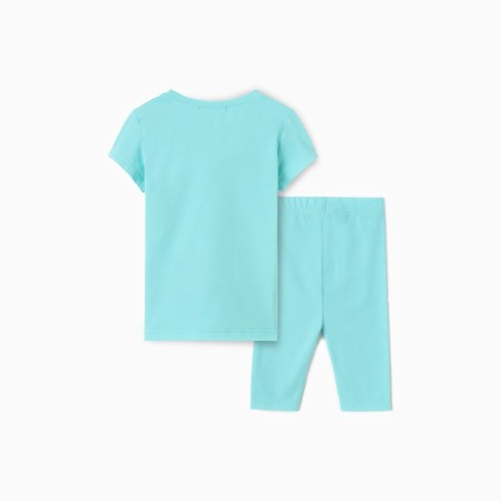 A set for a girl (T -shirt/leggings), mint color, height 98 cm-5