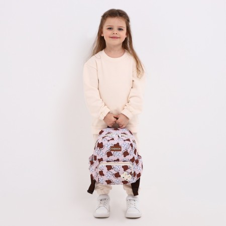 Baby backpack on lightning, 3 outer pockets, beige color-3