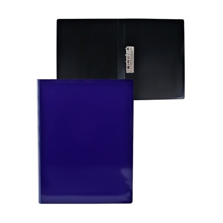 Folder with A4 clamp, 700 μm, root 27 mm, calligrata deluxe, inner pocket, up to 180 sheets, blueberry / black