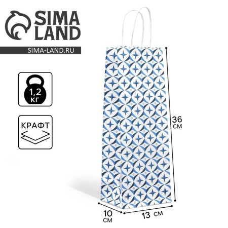 Gift package for a bottle, packaging, "geometry", white craft, 13 x 36 x 10 cm