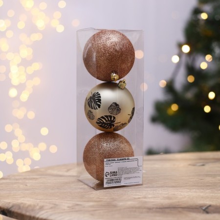 Christmas tree balls New Year's “Tropics”, for the New Year, plastic, D = 8, 3 pcs., Pearl color