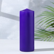 Candle - cylinder, 5x15 cm, purple varnished
