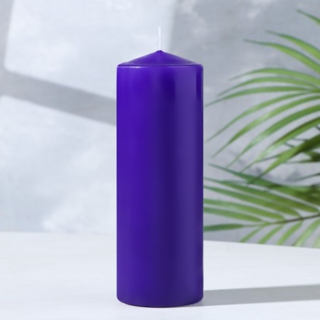 Candle - cylinder, 5x15 cm, purple varnished