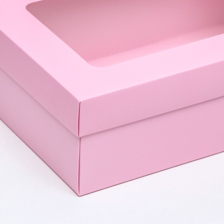 The box is folding, the lid is, with the window, the pink, 24 x 17 x 8 cm-2