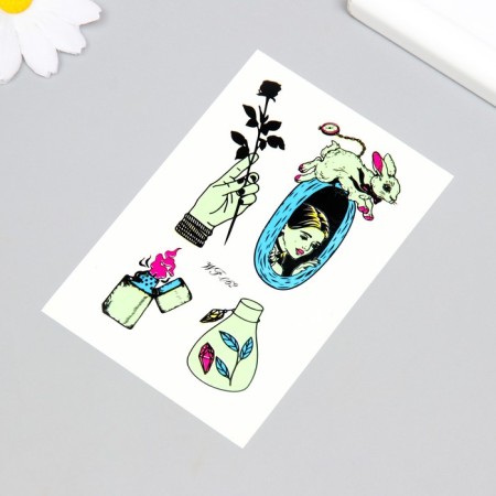 Tattoo on the body phosphorus color "Alice in the hole" 14.3x7.5 cm-1