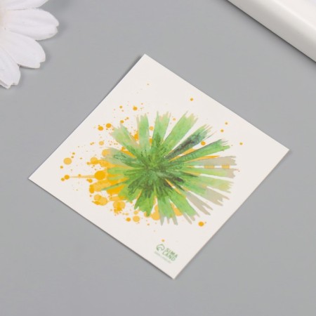 Tattoo on the body color "Watercolor. Leaf-Vera" 6x6 cm-4