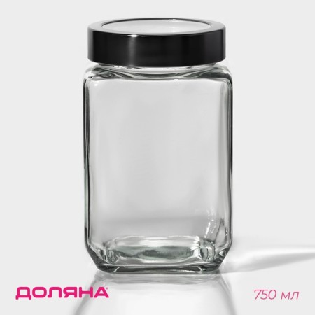 Glass Bank for bulk products with a metal cover "Prism", 750 ml, 9 × 14.5 cm