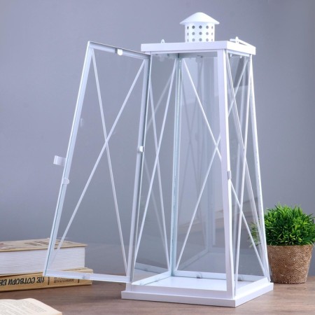 Climber metal, glass for 1 candle "Lantern" white 49x20x20 cm-5