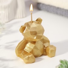 Candle decorative bear-border 7cm, golden