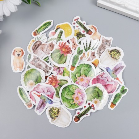 Stickers for creativity "Cacti and animals" set of 46 pcs 4.4x4.4x1.1 cm