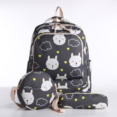 A backpack with a zipper, bag, cosmetic bag, gray color-4