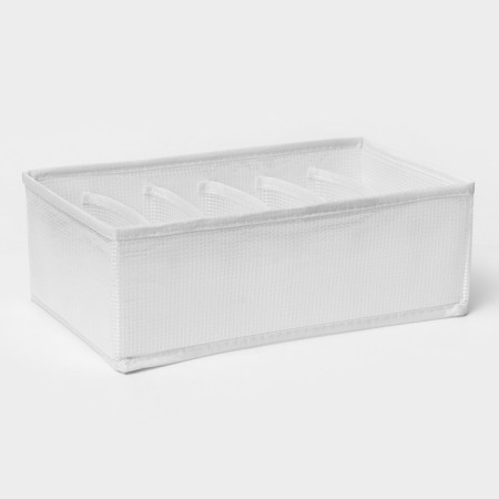 Organizer for storing linen LadOM, 6 cells, 28 × 16 × 10 cm, white color-3
