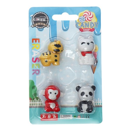 Set of curly erasers "animals", 4 pieces, mix-7
