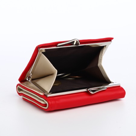 Women's wallet on the button, red color-4