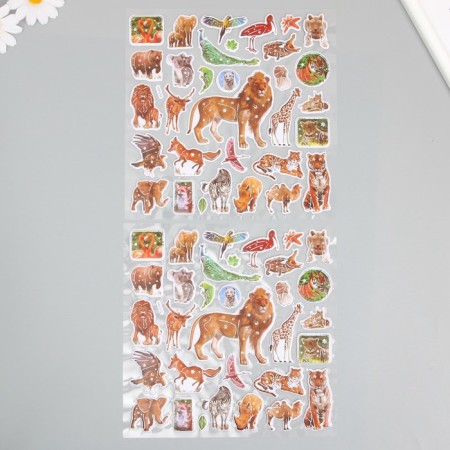 Sticked plastic convex "Beasts and birds" mix 2 sheets 33.5x21.7 cm-1