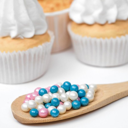 Soft confectionery sprinkling "pearls": turquoise, pink, silver, 50 g-1
