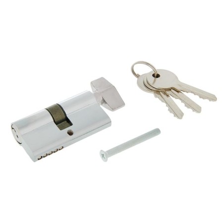 Cylinder mechanism, 60 mm, with a turntable, English key, 3 keys, chrome