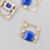 Decor for creativity metal, rhinestones "rhombus with azure" 2.6x2.4 cm