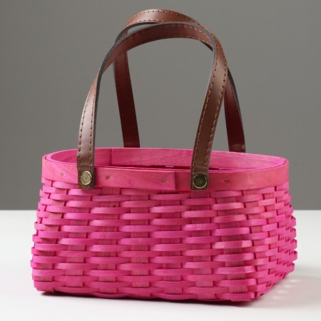 Wicker basket, 21 x 16 x 10/22 cm, pink, sequoia