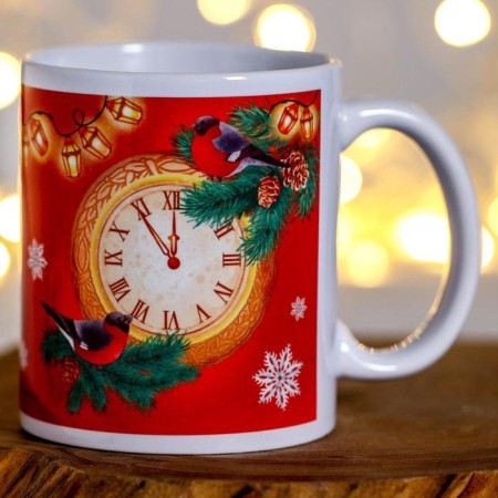Mug of the "new magical year!" Bullfigure, clock-2