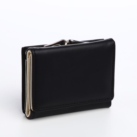 Women's wallet on the button, black color