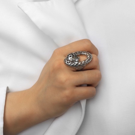 Ring Metal "Trend" cheetah, color silver, size 16-3