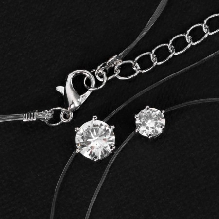 The pendant "on the fishing line" is a double cube, the color is white in silver, 40 cm-1