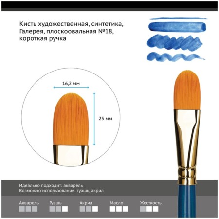 Brush Artistic Synthetics Gamma "Gallery", Plain -School No. 18, Short handle 303018-1