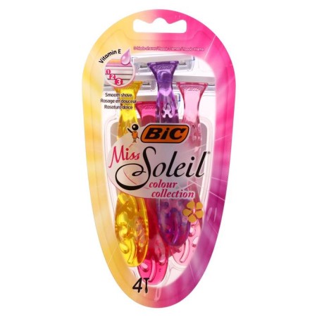 Female razor Bic Miss Soleil Color Collection, 3 blades, 4 pcs.