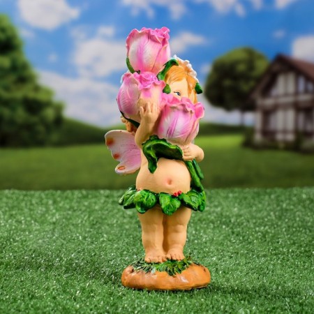 Garden figure "Flower Fairy with tulips" 10x10x21cm-1