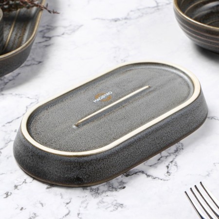 Porcelain Oval Magistro Urban, 260 ml, 18 × 9.8 × 2.5 cm, gray color-5