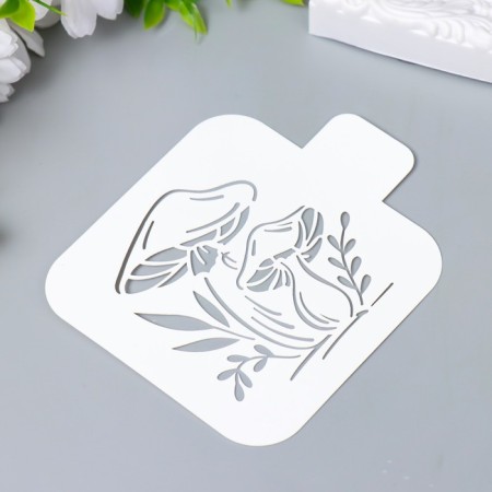 Plastic stencil "Mushrooms" 9x9 cm-1