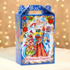 Подарочная коробка новогодняя Ярмарка синий 18,5 х 10 х 30,5 см